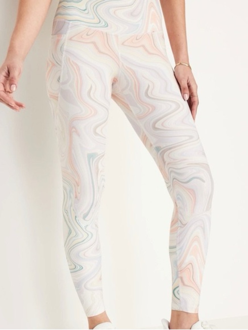 Old Navy Marbled Pastel Leggings - White with Pink, Blue, Green